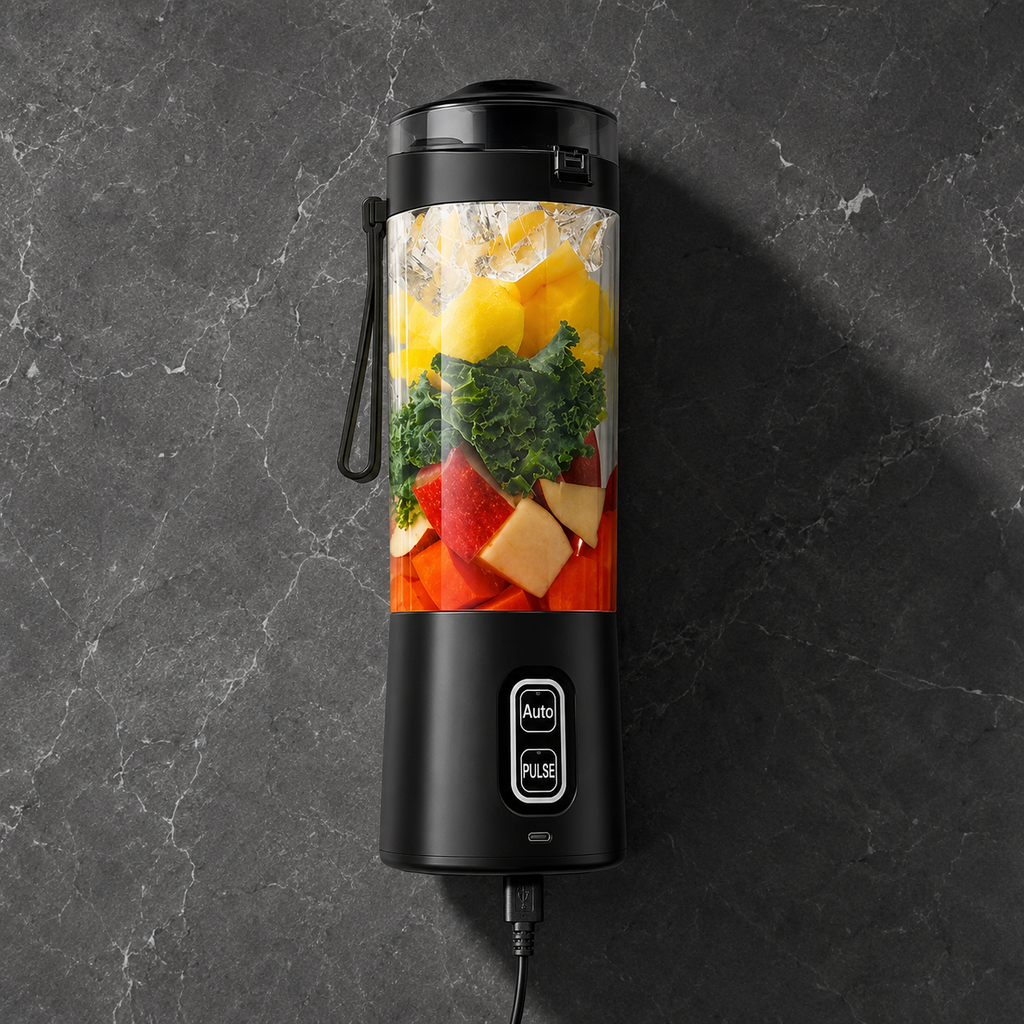 Portable USB Rechargeable Blender Bottle – 24oz Personal Smoothie & Protein Shake Maker