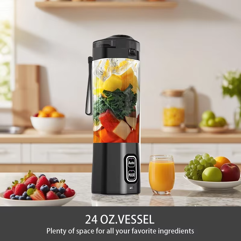 Portable USB Rechargeable Blender Bottle – 24oz Personal Smoothie & Protein Shake Maker