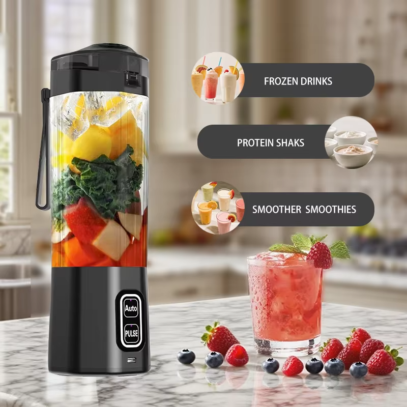 Portable USB Rechargeable Blender Bottle – 24oz Personal Smoothie & Protein Shake Maker