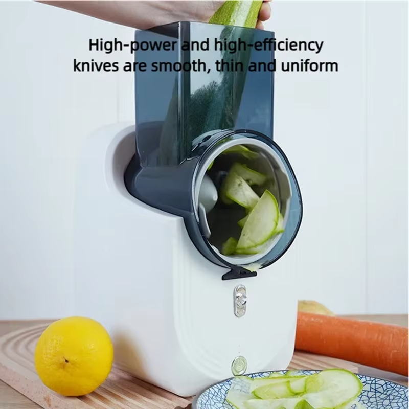 Electric Vegetable Slicer & Grater – Multifunction Food Cutter with 3 Stainless Steel Blades