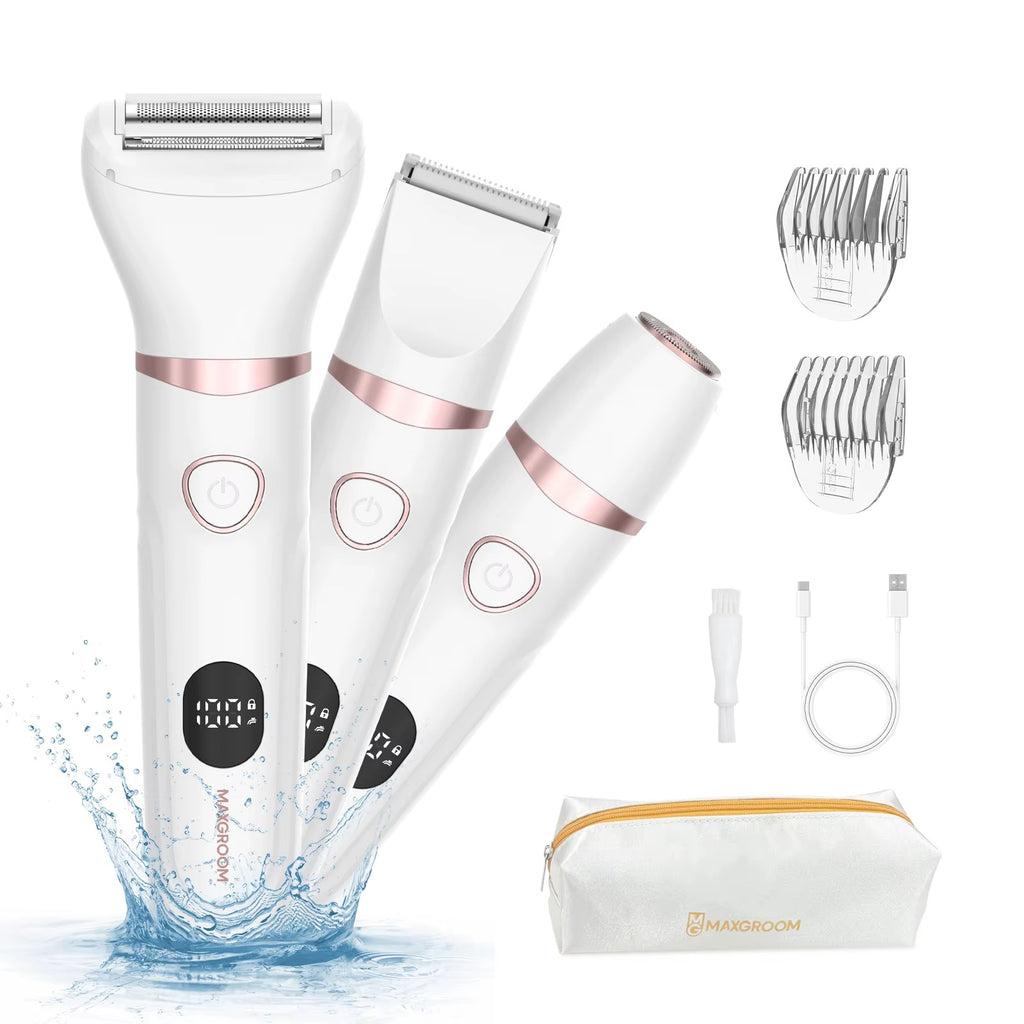 3-in-1 Women's Waterproof Body & Facial Trimmer – Rechargeable Cordless Grooming Kit