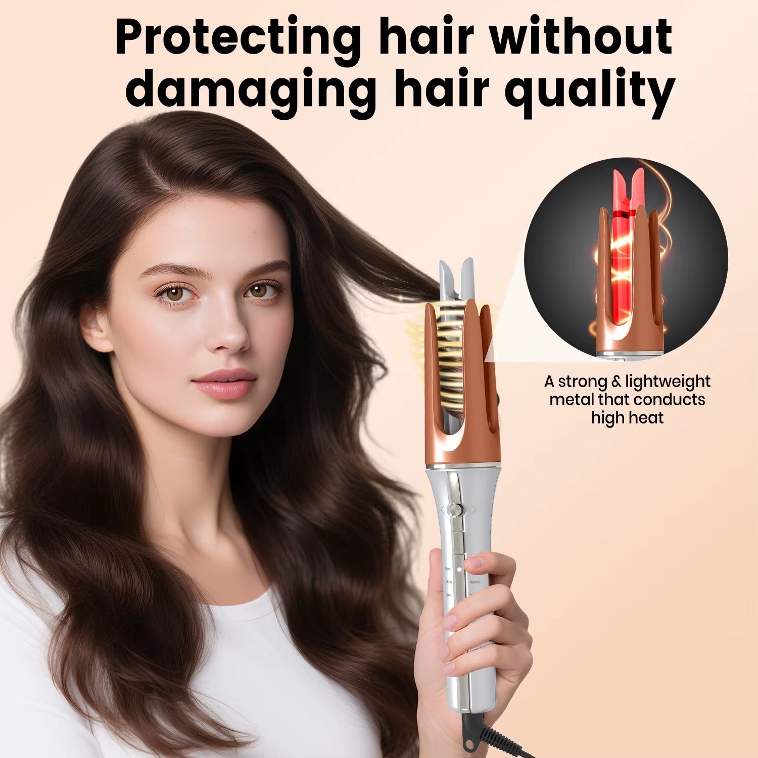 Automatic Hair Curler – Ceramic Tourmaline Rotating Curling Iron with 3 Heat Settings