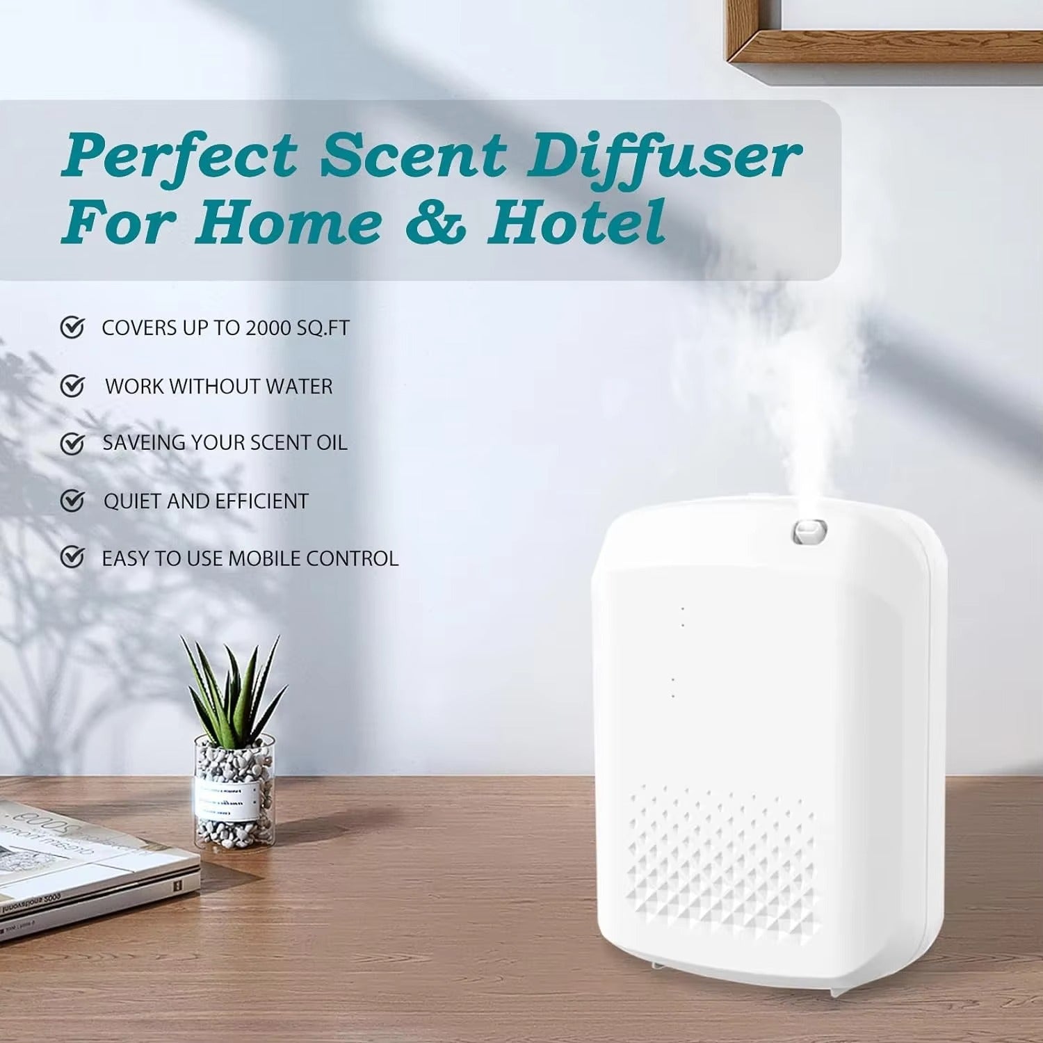 Smart Bluetooth Scent Diffuser for Home & Business – Waterless Essential Oil Aroma Diffuser with Timer Control