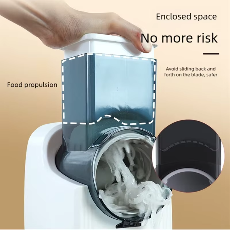 Electric Vegetable Slicer & Grater – Multifunction Food Cutter with 3 Stainless Steel Blades